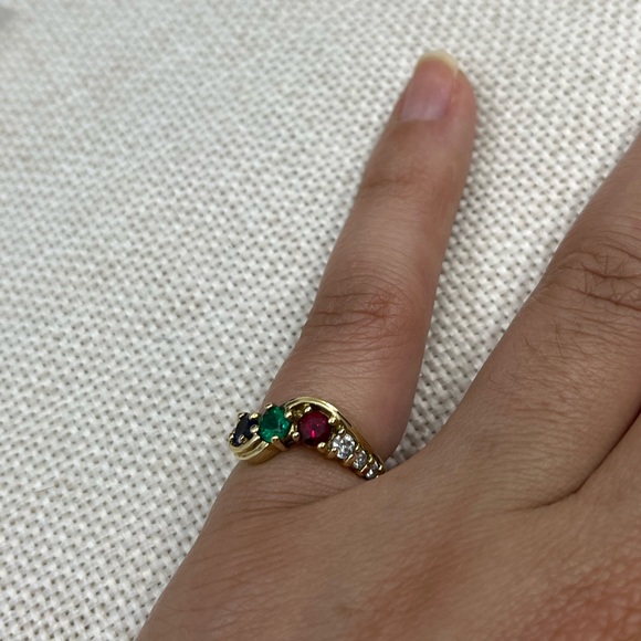 Vintage Gold Over Sterling 925 Multi-Stone Ring – Size 4.75 - Picture 5 of 17